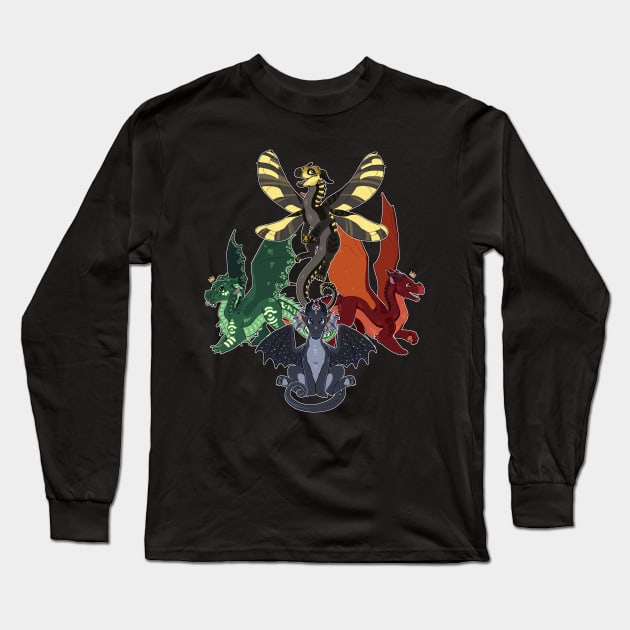 Wings of Fire - The Next Generation - Bumblebee, Peacemaker, Cliff, Auklet Long Sleeve T-Shirt by Biohazardia